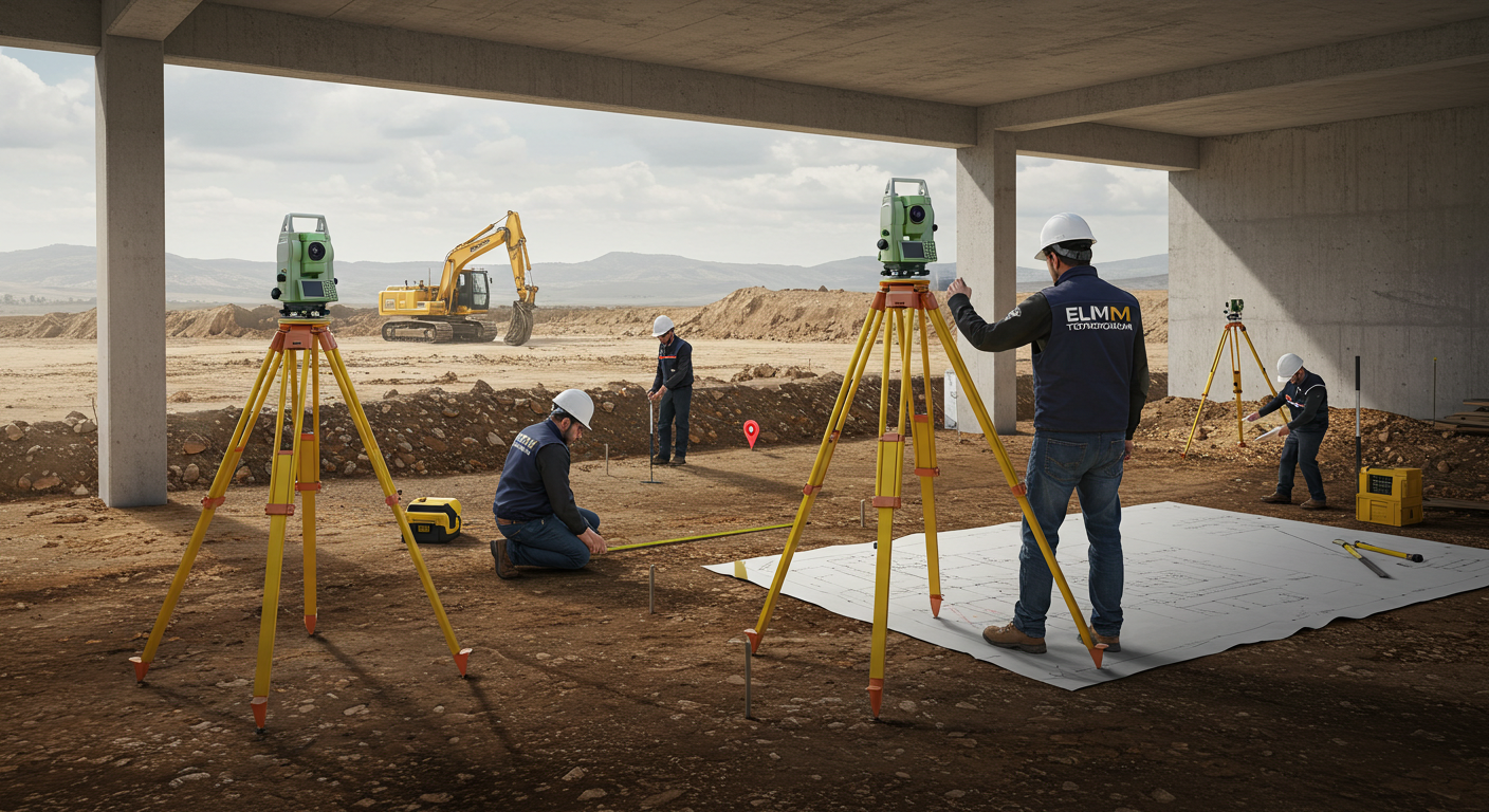 Estrutura de concreto com pilares alinhados