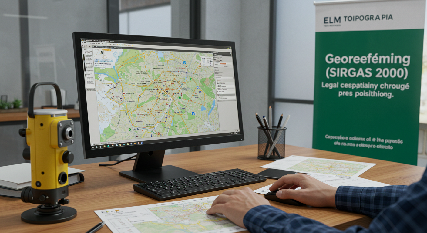 Mapa com coordenadas de georreferenciamento para processo de usucapião